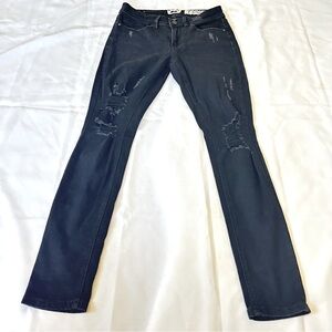 Indigo Rein Black Distressed Skinny Anklet Jeans Size 7